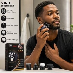 4D 1360° 5-in-1 Electric Rotary Shaver Grooming Kit LK-1800 USB Rechargeable